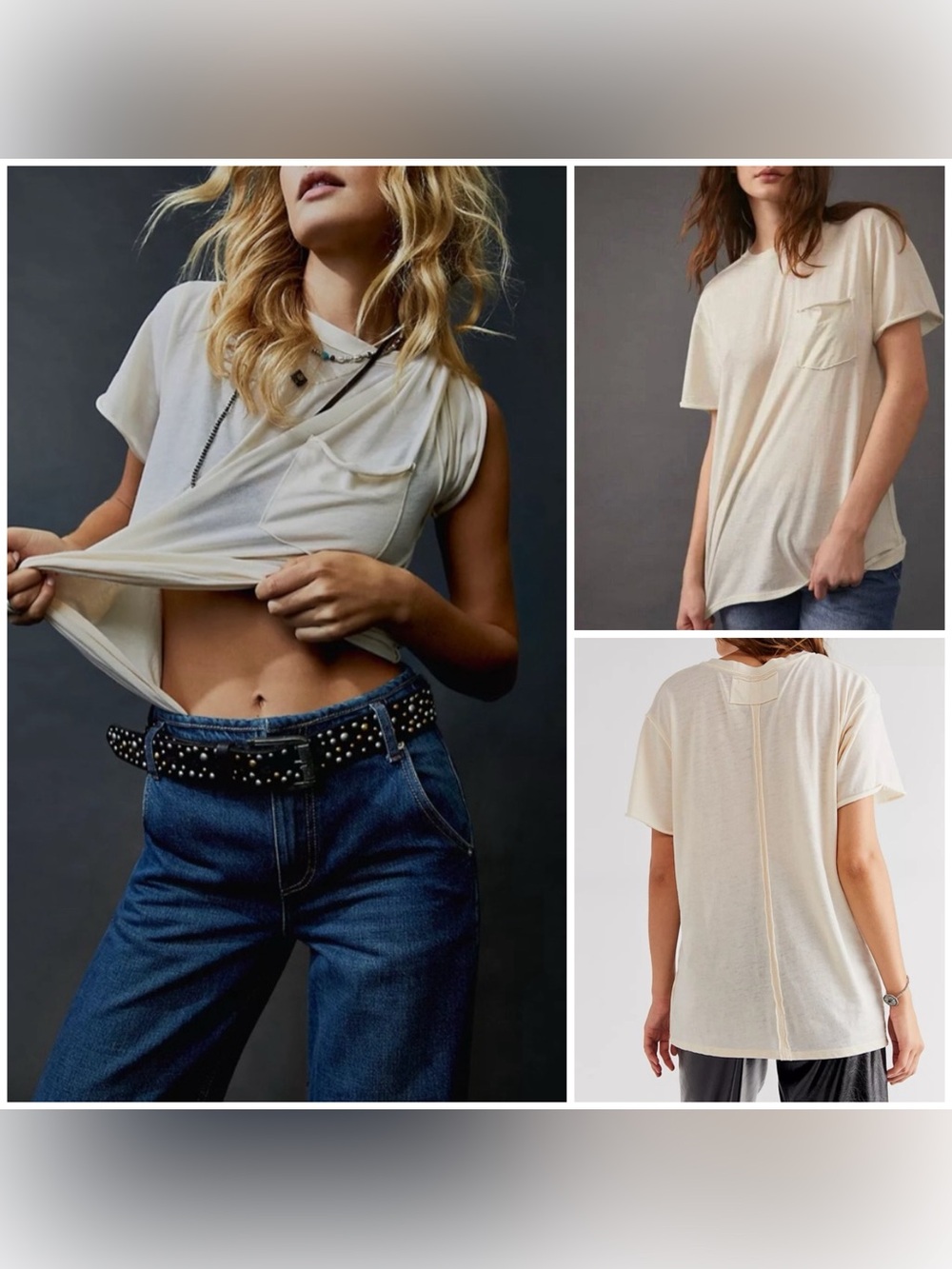 NWOT Free People We The Free Vella Tee - white swan cream - XS, S, M, L